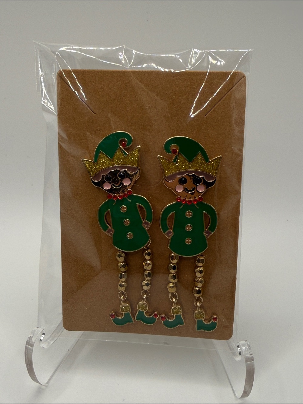 Festive Green Elf Dangle Earrings